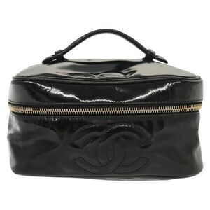 Chanel Vanity Black Patent Leather Clutch Bag (Pre-Owned)